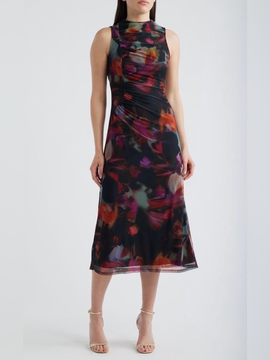 Vince Camuto Dresses & Skirts - Vince Camuto Floral Printed Mesh Shirred Midi Dress NWT